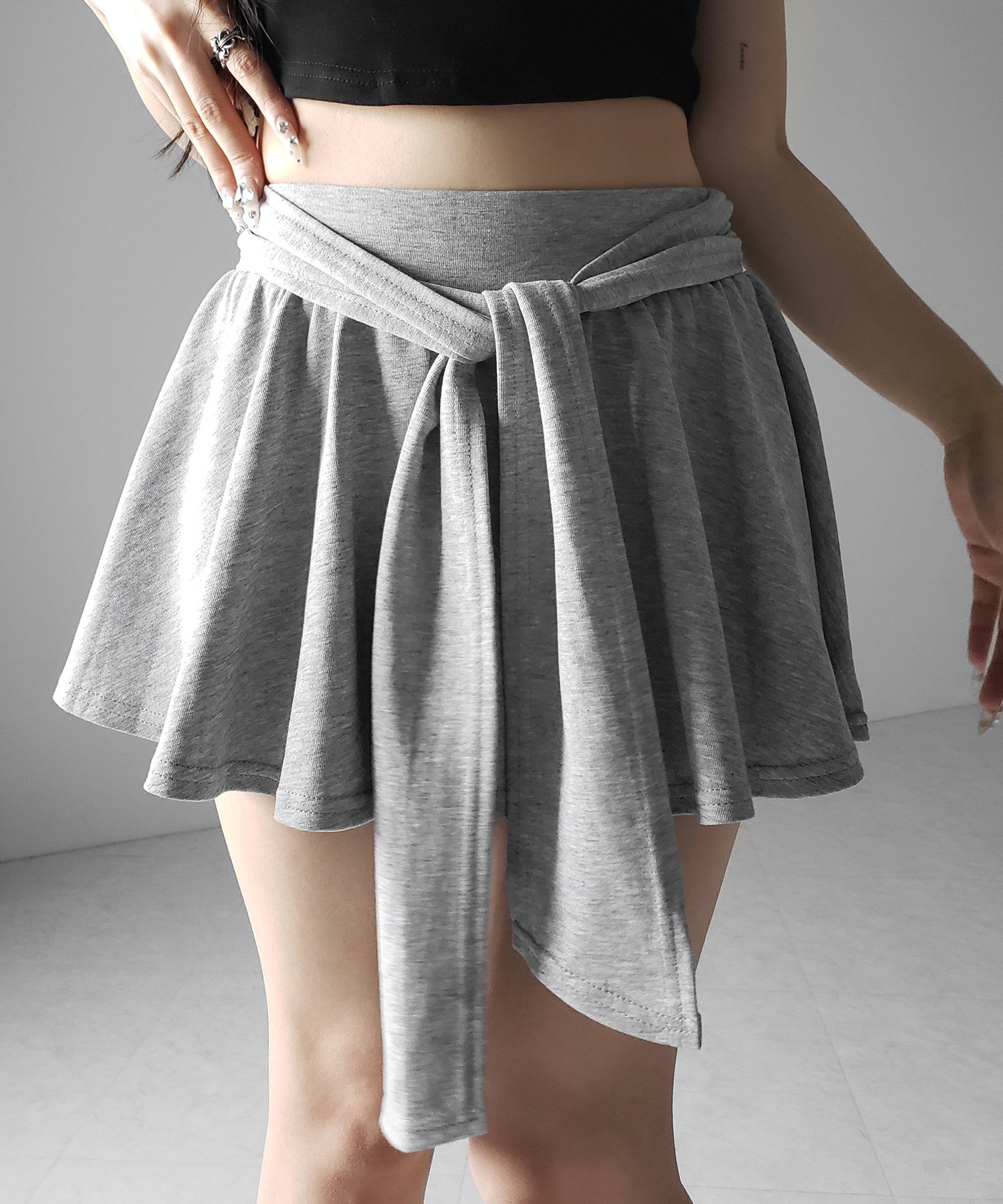 ラップレイヤードフレアミニスカパン ／ wrap layered flare mini skirt pants