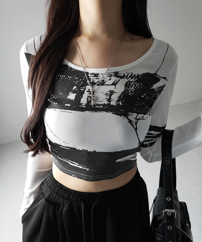 【 ２color 】ヴィンテージプリントショートリブＴシャツ ／ vintage print short lib t-shirt