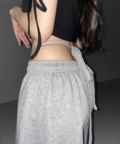ウエストストリングタックワイドスウェットパンツ ／ waist string tack wide sweat pants