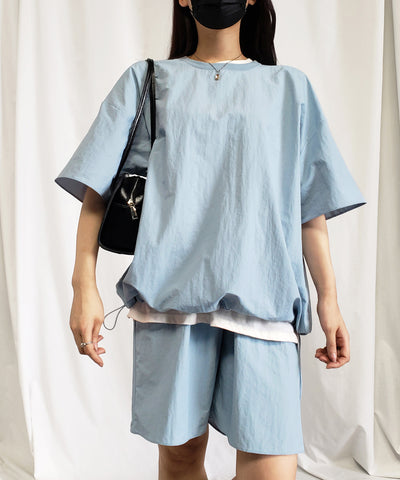 【 上下セットアップ／５色展開 】ワッシャーナイロンプルオーバー＆ショートパンツ SET