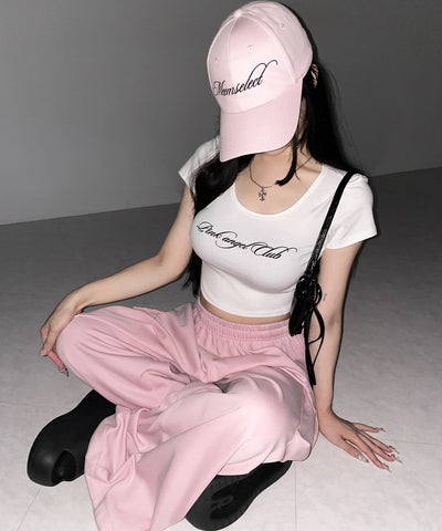 【 PINK ANGEL CLUB 】lettering LOGO embroidery CAP ／ レタリングロゴ刺繍キャップ