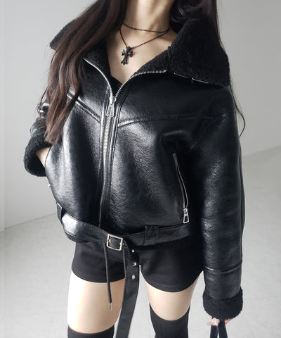 B-3ヴィンテージレザーボアムートンジャケット ／ B-3 vintage leather boa mouton jacket