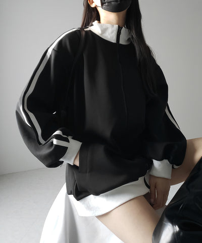 【 無地／配色を選べる２color 】サイドラインオーバーサイズトラックジャケット ／ sideline oversize track jacket