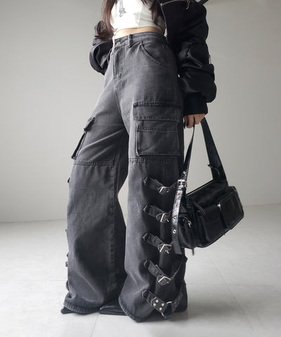【 ４size 】ヴィンテージサイドベルテッドカーゴデニム ／ vintage side belted cargo denim