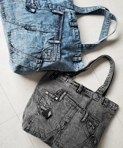 【 ２color 】ヴィンテージドッキングウォッシュデニムバッグ ／ vintage docking washed denim bag