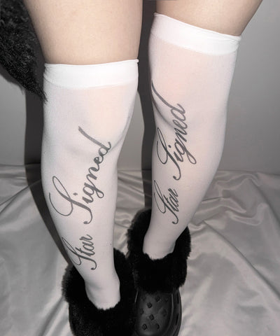 【 選べる３柄アソート 】レタリングロゴシアーニーハイソックス ／ lettering logo sheer knee high socks