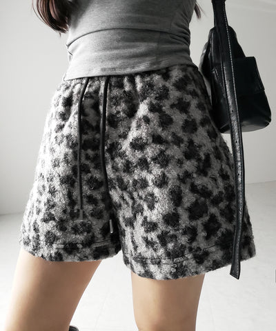 2color 】レオパードボアショートパンツ ／ reopard boa short pants