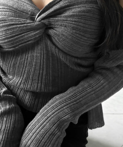 【 2点セット 】ツイストリブニットキャミソール ＋シアーリブショートカーディガン SET ／ twisted rib knit camisole + sheer rib short cardigan SET