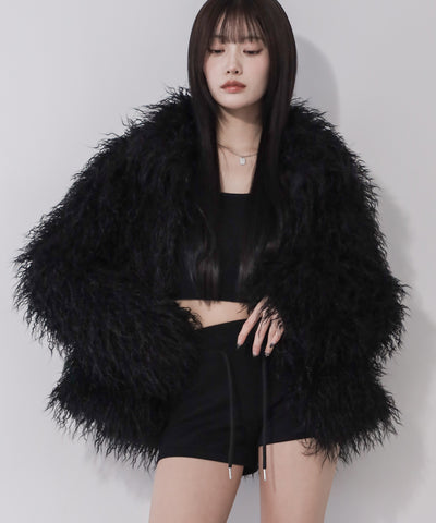 シャギーフェイクファーレディミドルコート ／ shaggy fake fur lady middle coat