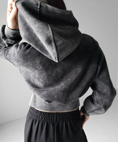 ピグメントダブルジップショートパーカー ／ pigment double zip short hoodie