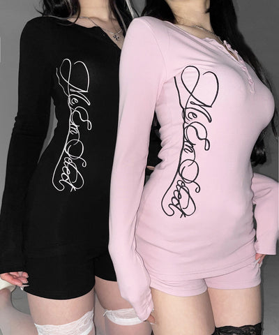 【 セットアップ 】レタリングロゴヘンリーネックトップス＆ショートパンツ SETUP ／ lettering logo henlyneck tops ＆ short pants
