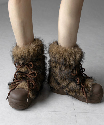 【 ２color 】ボリュームフェイクファーブーツ ／ volume fake fur boots