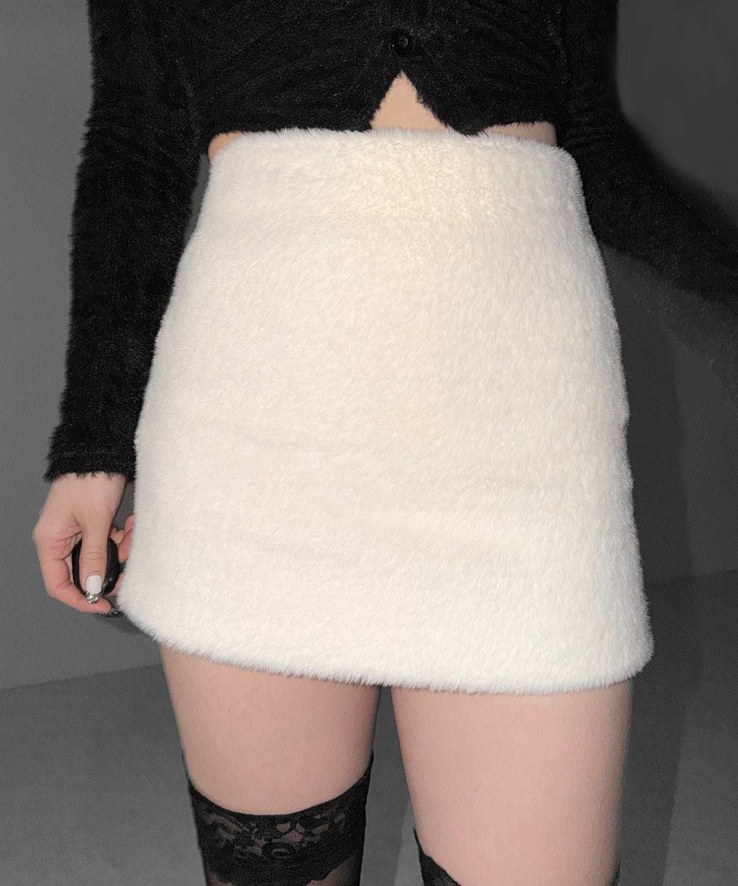 ハイウエストシャギータイトミニスカート ／ high waist shaggy tight mini skirt