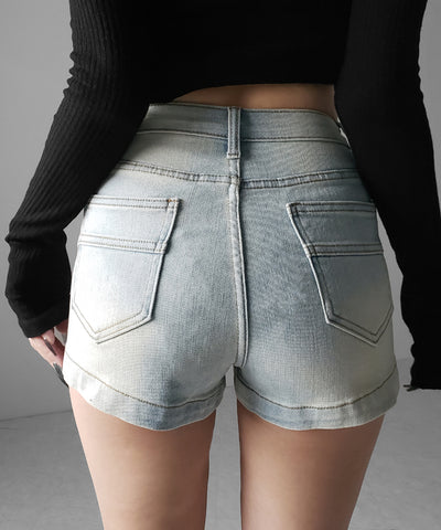 ハイウエストストレッチデニムタイトショートパンツ ／ high wast stretch denim tight short pants