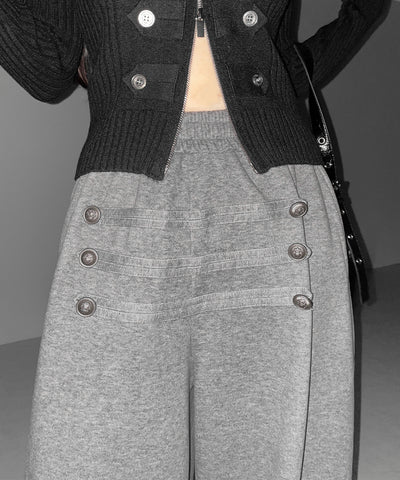 【 微起毛 】ナポレオンデザインボリュームワイドパンツ ／ napoleon design volume wide pants