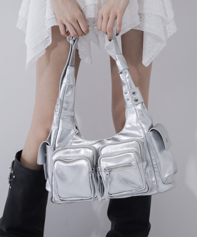 【 ２color 】ダブルジップアウトポケットヴィンテージボストンショルダーバッグ ／ double zip out pocket vintage boston shoulder bag