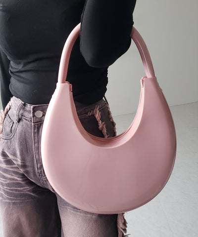 【 ２color 】 PVC ハーフムーンショルダーバッグ ／ PVC HALF MOON SHOULDER BAG