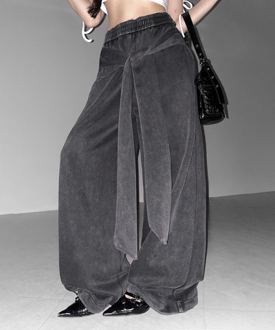 フェイクレイヤードピグメントスウェットワイドパンツ ／ fake layered pigment sweat wide pants