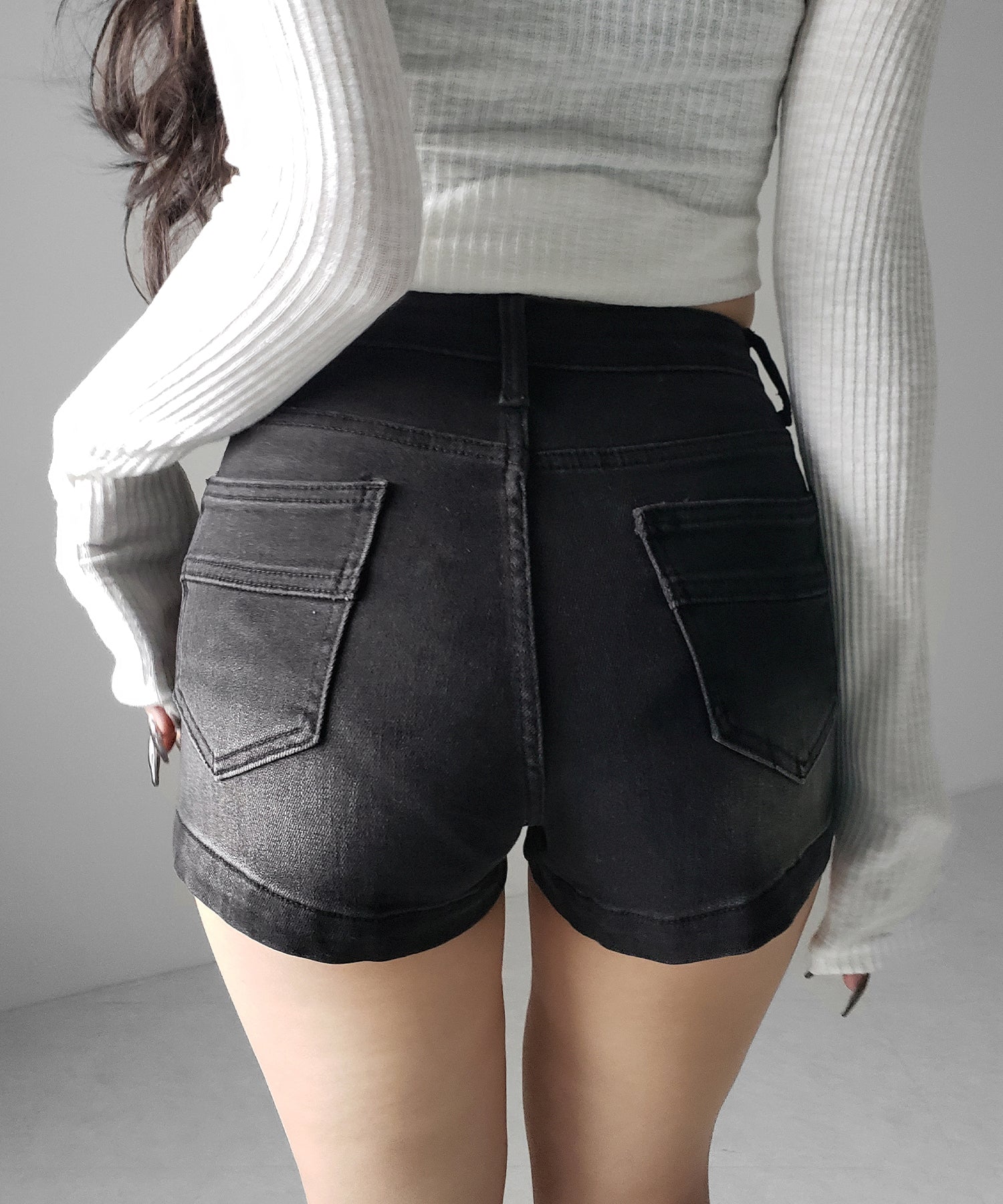 ハイウエストストレッチデニムタイトショートパンツ ／ high wast stretch denim tight short pants
