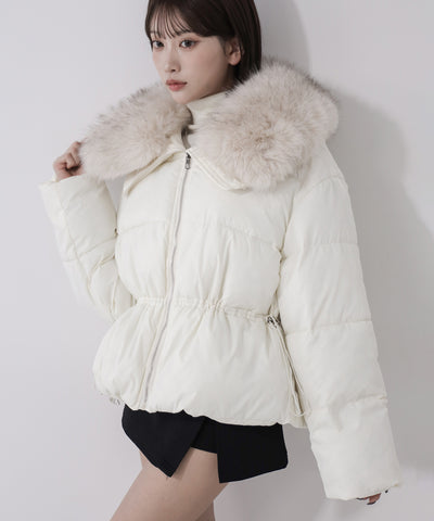 ファーカラーウエストマークミディダウンジャケット ／ fur collar waist-mark midi down jacket