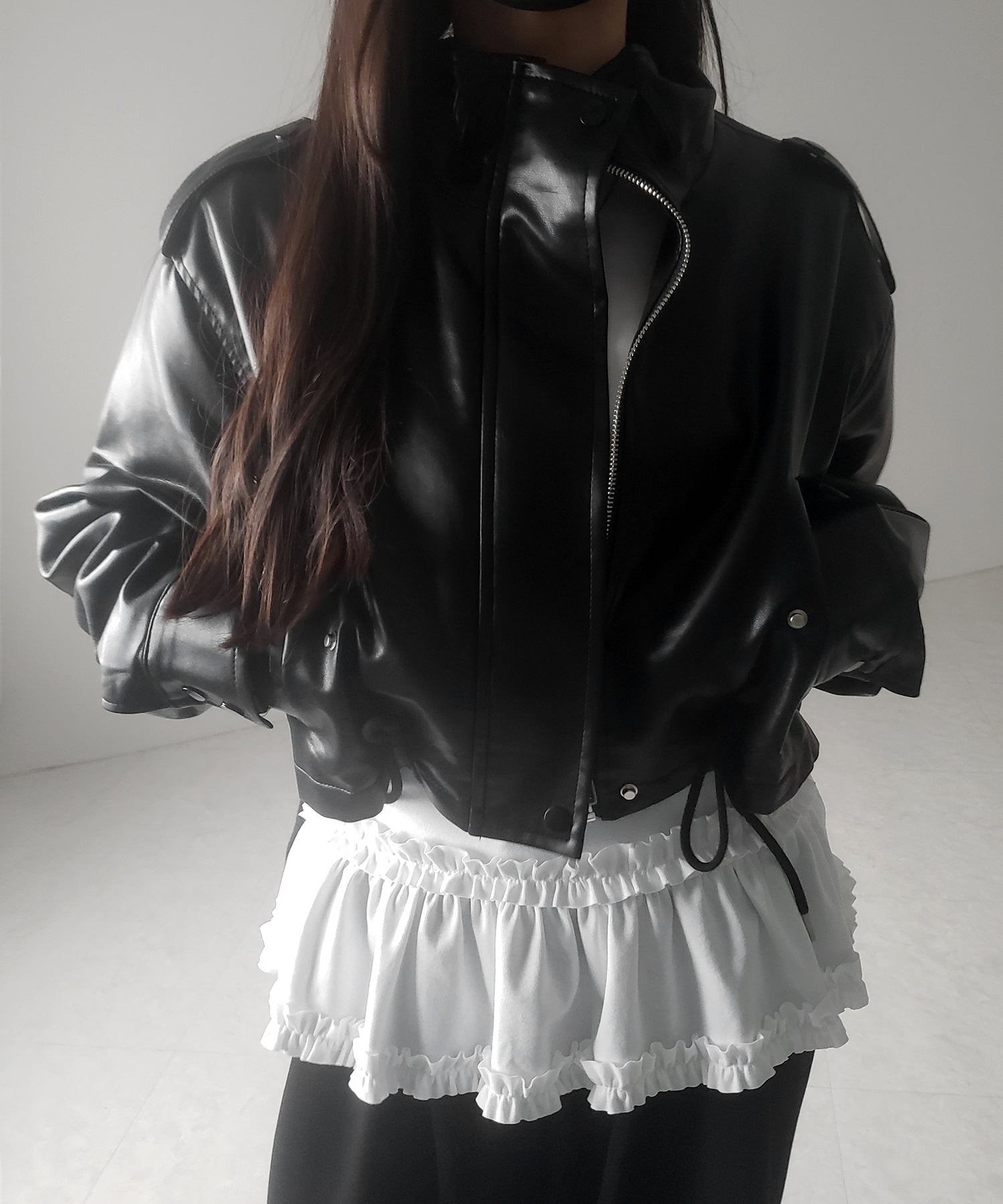 【 ３color 】裾フリルレイヤード長袖トップス ／ hem frill layered long sleeve tops