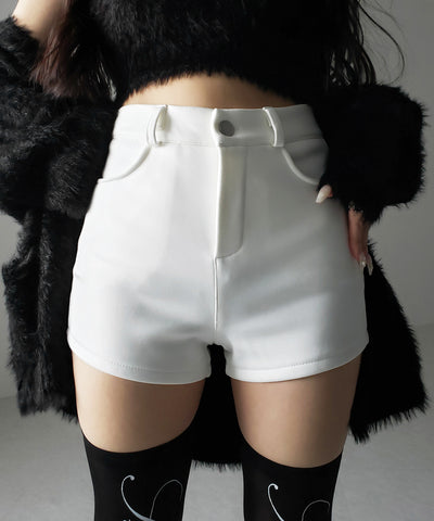 裏起毛ハイウエストタイトスパンショートパンツ ／ urakimo high waist tight span short pants