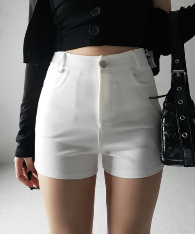 【 ２color ／４size 】ハイウエストタイトスパンショートパンツ ／ high waist tight span short pants