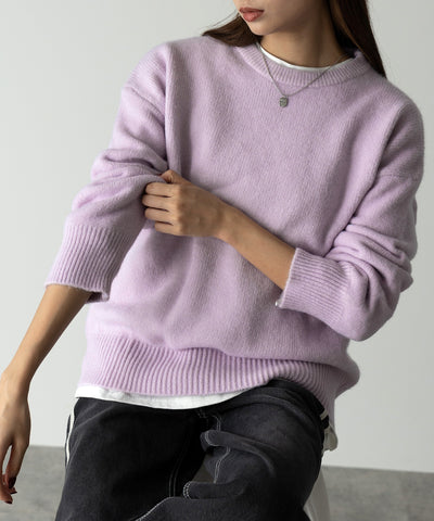 【 新色追加／２４色展開 】クルーネックもちもちカラーニットプルオーバー