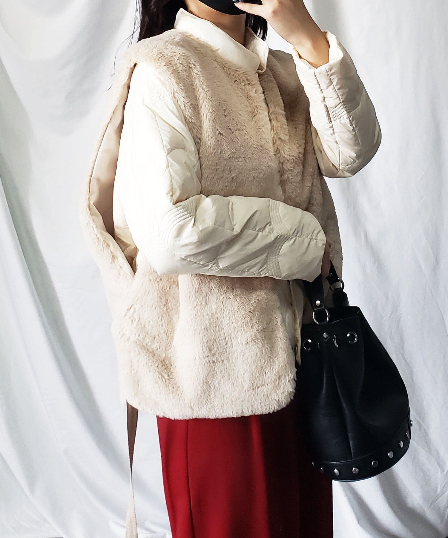 スムースタッチサイドスリットフェイクファーベスト