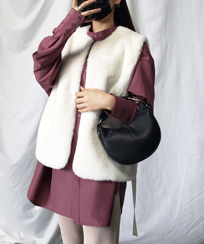 スムースタッチサイドスリットフェイクファーベスト