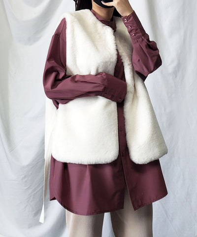 スムースタッチサイドスリットフェイクファーベスト