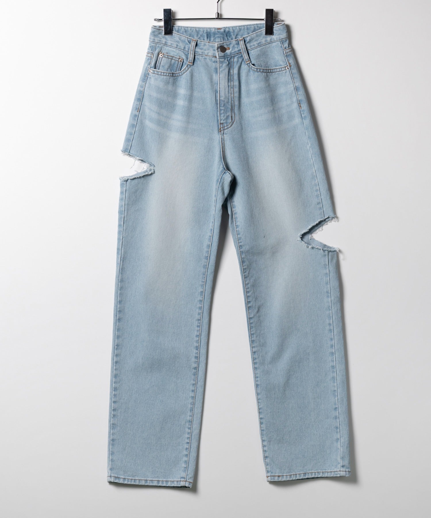 7color ／ 3size 】カットアウトサイドスリットロングデニムパンツ
