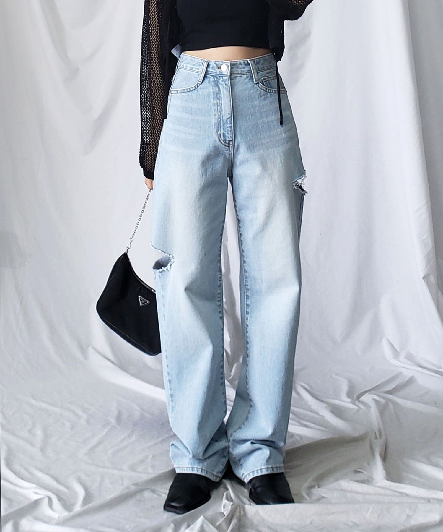 人気特価をすべて 7color ／ 3size 】カットアウトサイドスリットロングデニムパンツ パンツ