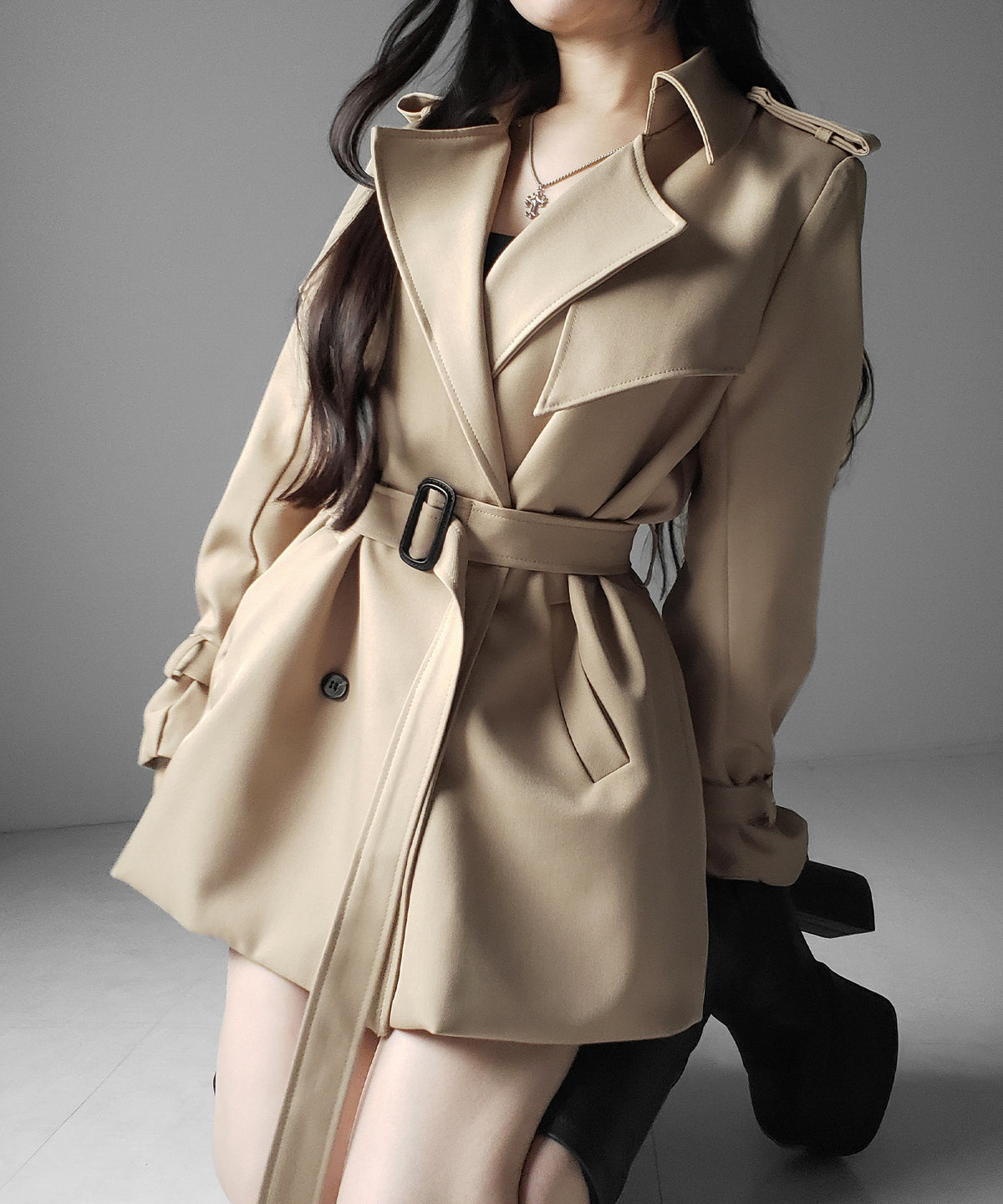 ウエストマークレディミドルトレンチコート ／ waistmark lady middle trench coat