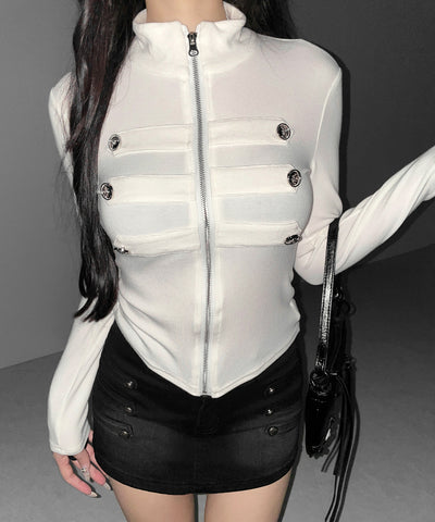 ナポレオンスタンドネックジップアップトップス ／ napoleon standneck zipup tops