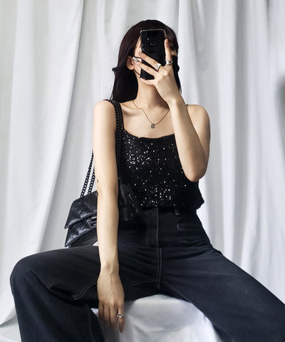 グリッタースパングルショートキャミソール ／ glitter spangle short camisole