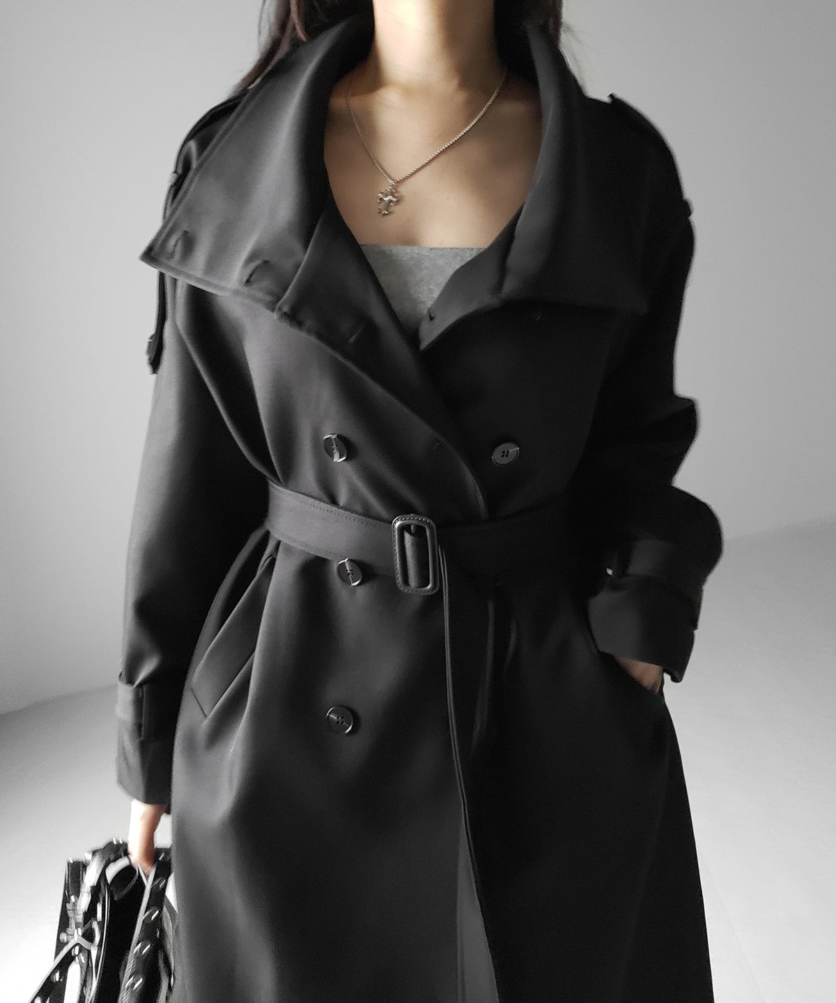 ２WAYスタンドカラーオーバーロングトレンチコート ／ 2WAY stand collar over long trench coat