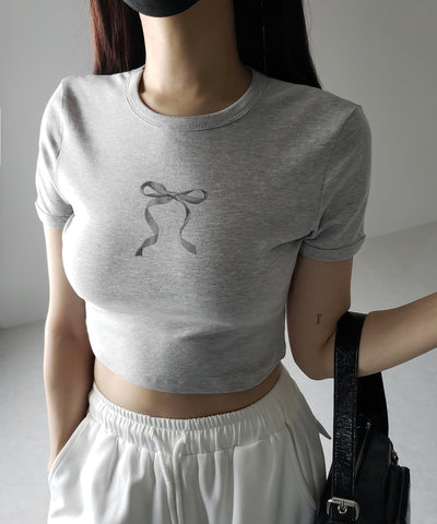 【 ４color 】ミニリボンショートちびＴシャツ ／mini ribbon short chibi Tee