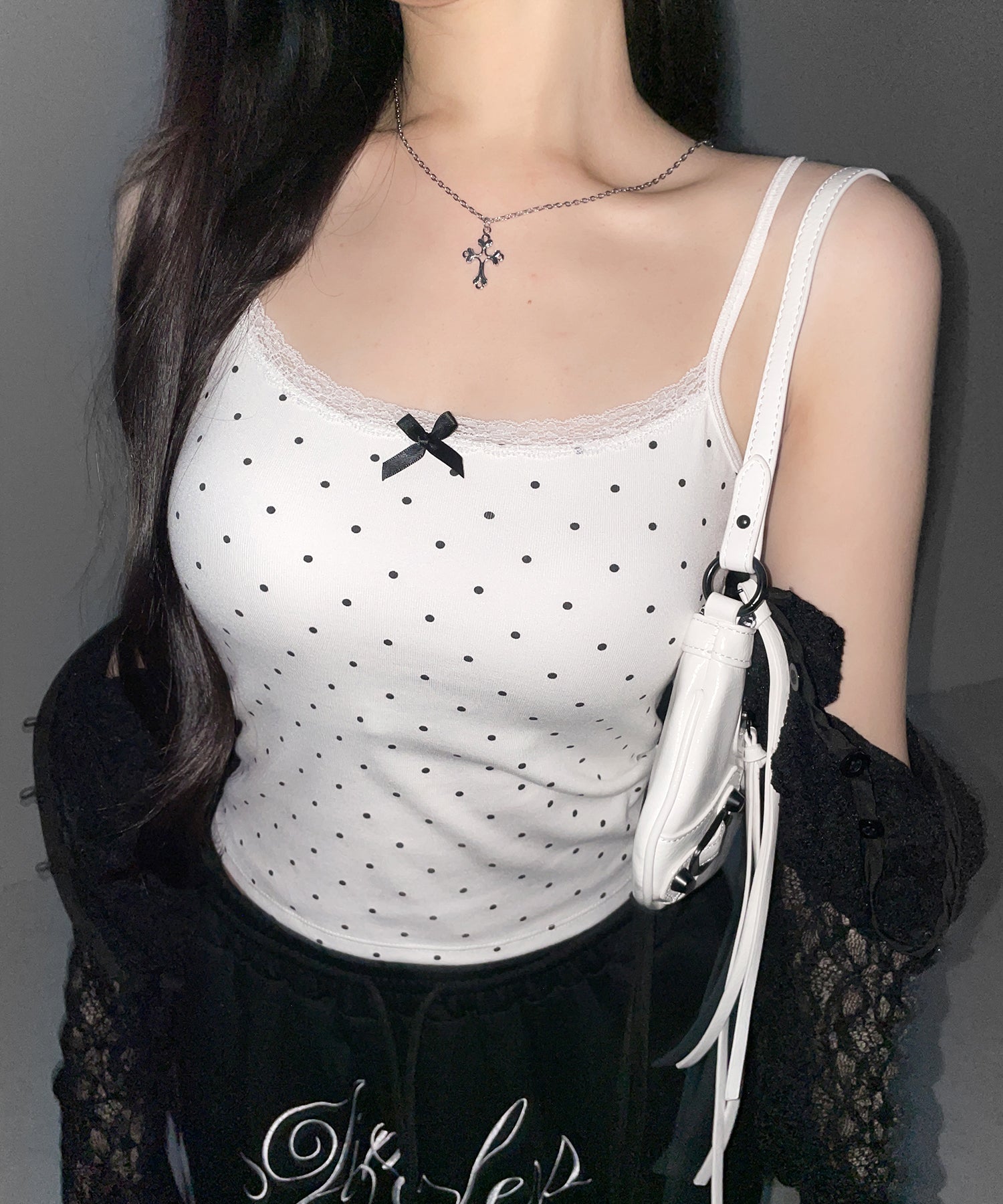ミニリボンドットレースキャミソール ／ mini ribbon dot lace camisole
