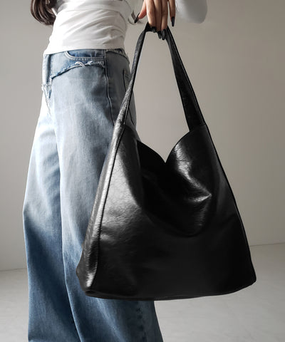 【 ２color ／ 大容量 】フェイクシボレザーワンハンドルショルダーバッグ ／ fake shibo leather onehandle shoulder bag