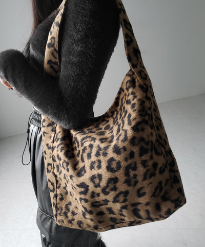 【 ２color 】レオパードワンハンドルショルダートートバッグ ／ leopard onehandle shoulder tote bag