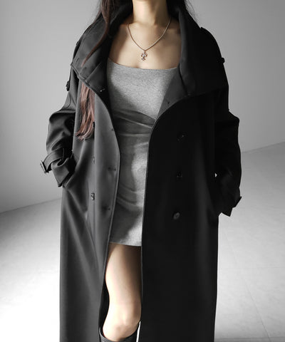 ２WAYスタンドカラーオーバーロングトレンチコート ／ 2WAY stand collar over long trench coat