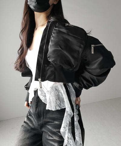【 ２color 】アウトポケットジップアップショートブルゾン ／ out pocket zip up short blouson