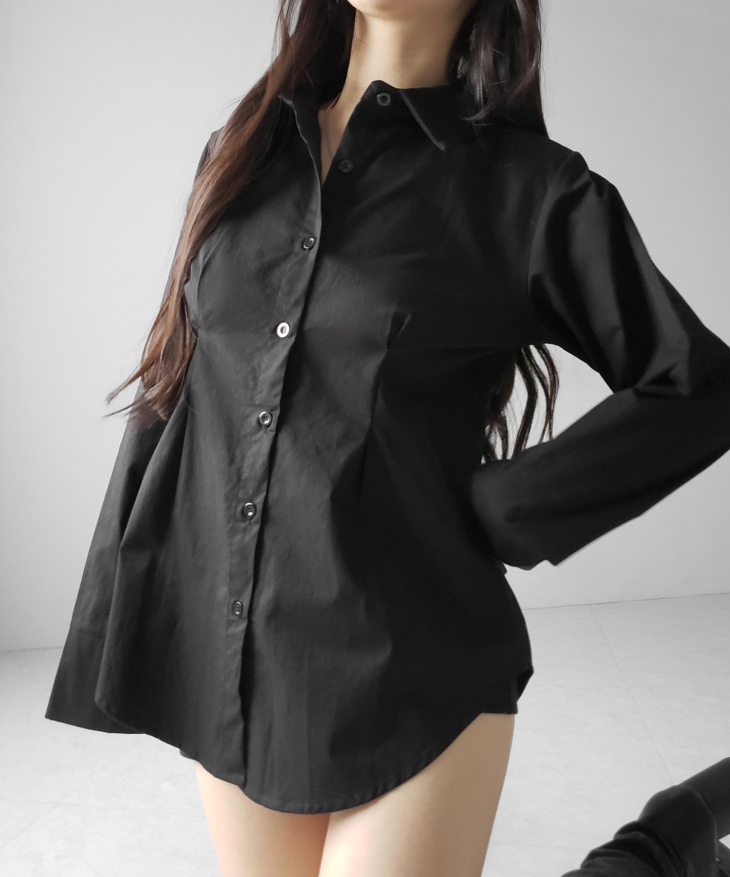 ウエストタックフレアレディシャツ ／ waist tuck flare lady shirts