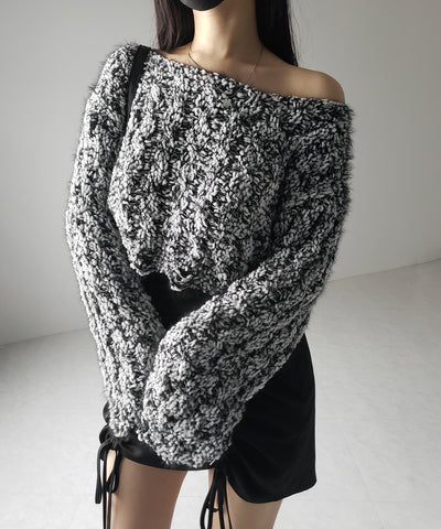 【 ２color 】マシュマロダメージショートニット ／ marshmallow damage short knit