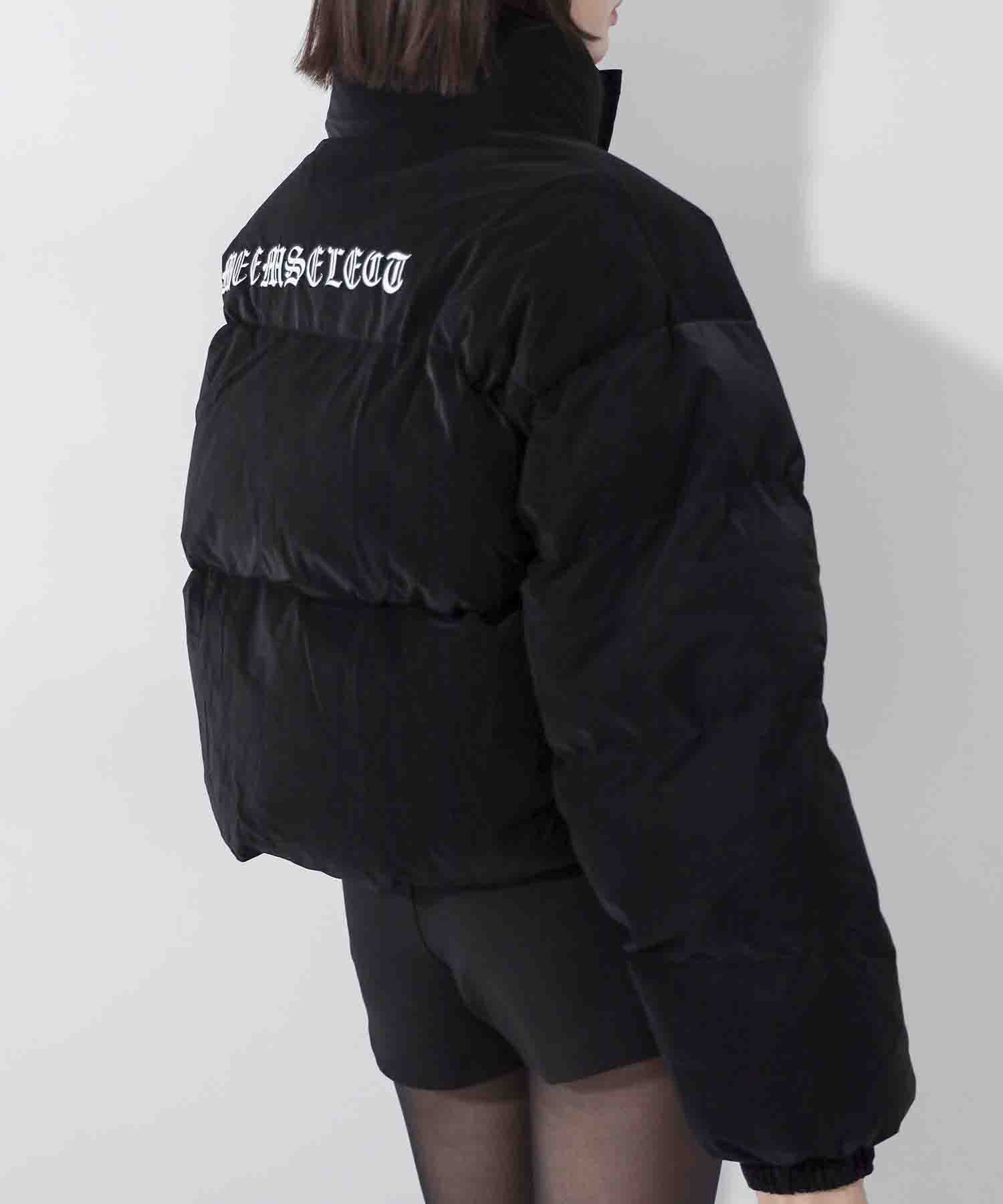 【 限定先行販売 】grunge logo embroidery short puff down jacket