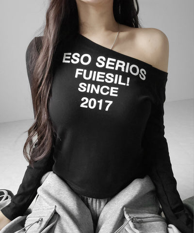 コンパクトロゴワンショルルーズロンT ／ compact logo one-Shoulder loose long-sleeve T-Shirt