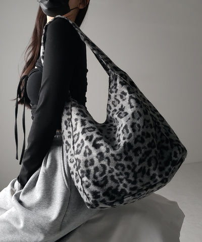 【 ２color 】レオパードワンハンドルショルダートートバッグ ／ leopard onehandle shoulder tote bag