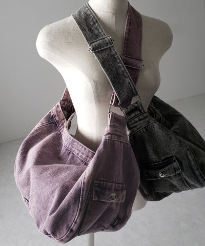 【 ２color 】ブラックタグヴィンテージデニムショルダーバッグ ／ black tag vintage denim shoulder bag
