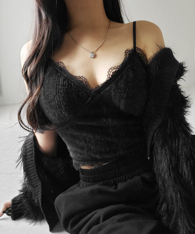 【 カップ付き 】シャギーファーショートビスチェキャミソール ／ shaggy fur short bustier camisole